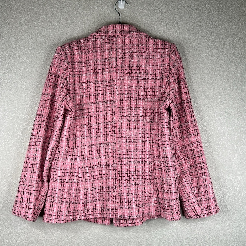 Shein Pink Black & White Tweed Business Career Classic Blazer Jacket Size Small - Picture 5 of 8